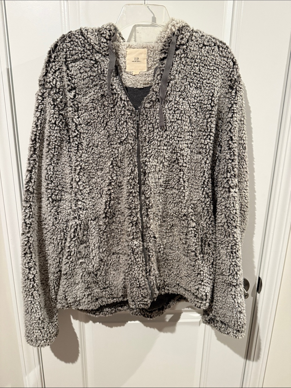 Thread & Supply Soft Gray Sherpa Zip Hoodie